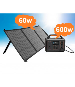BRIDNA 600W (Пік 1200Вт) + сонячна панель 60W портативний сонячний генератор електростанція, ДБЖ, із зарядкою від сонячної панелі.
