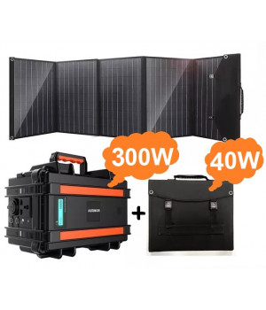 AUMOON BPS-300W (Пік 600Вт) 330Wh / 90000mAh + сонячна панель 40W портативний сонячний генератор електростанція із зарядкою від сонячної панелі.