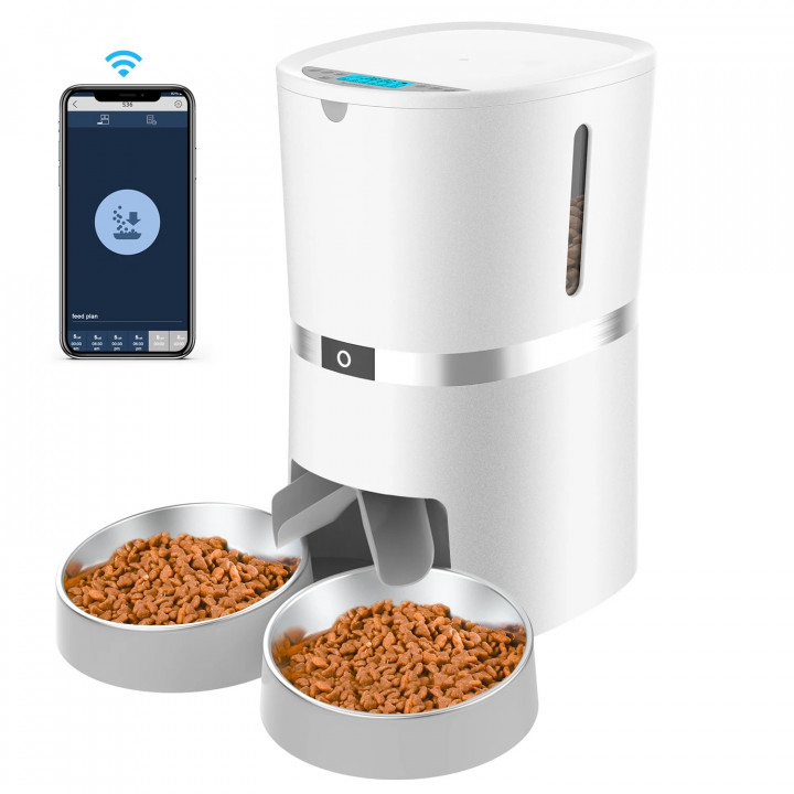 Годівниця для котів та собак автоматична Honeyguaridan S36D WiFi, 4л, Біла